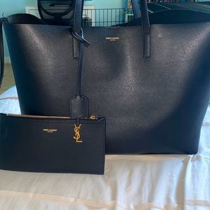 Yves Saint Laurent Black Shoulder Bag with Gold Accents